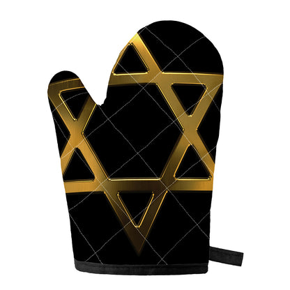 Golden Star of David Print Single Oven Mitt