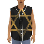 Golden Star of David Print Sleeveless Baseball Jersey