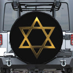 Golden Star of David Print Tire Cover