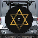Golden Star of David Print Tire Cover With Camera Hole