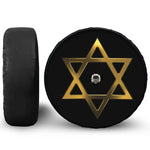 Golden Star of David Print Tire Cover With Camera Hole