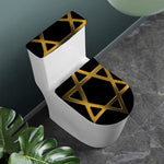 Golden Star of David Print Toilet Lid And Tank Cover Set