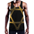 Golden Star of David Print Men's Workout Tank Top