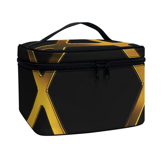 Golden Star of David Print Travel Makeup Bag