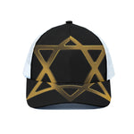 Golden Star of David Print White Mesh Trucker Cap