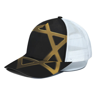 Golden Star of David Print White Mesh Trucker Cap