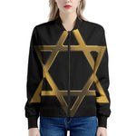 Golden Star of David Print Women's Bomber Jacket