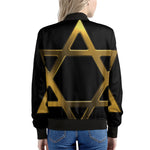 Golden Star of David Print Women's Bomber Jacket