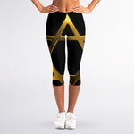Golden Star of David Print Women's Capri Leggings