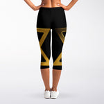 Golden Star of David Print Women's Capri Leggings