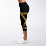 Golden Star of David Print Women's Capri Leggings