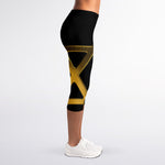 Golden Star of David Print Women's Capri Leggings