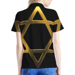 Golden Star of David Print Women's Polo Shirt