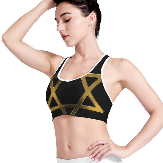 Golden Star of David Print Women's Sports Bra