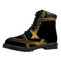 Golden Star of David Print Padded Collar Lace Up Boots