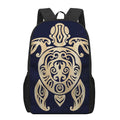 Golden Tribal Sea Turtle Print 17 Inch Backpack