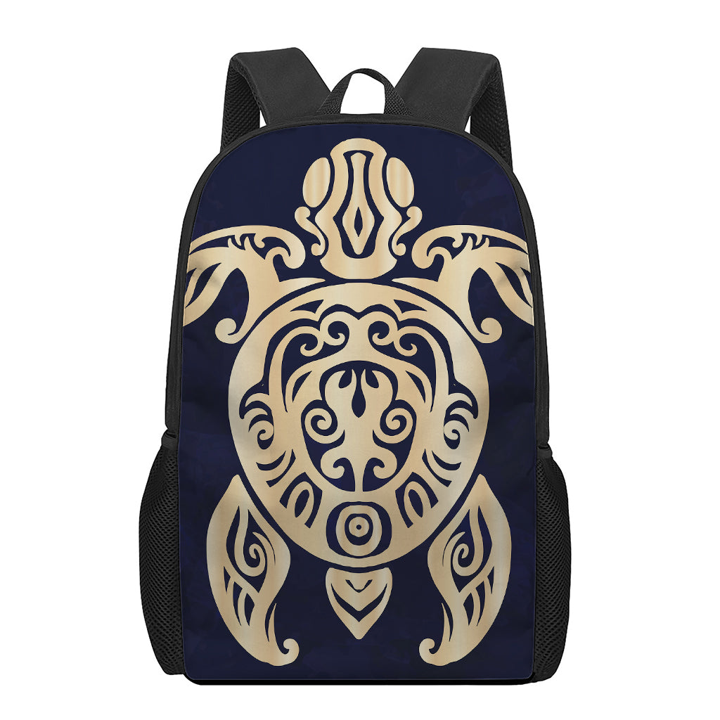 Golden Tribal Sea Turtle Print 17 Inch Backpack