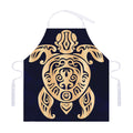 Golden Tribal Sea Turtle Print Adjustable Apron
