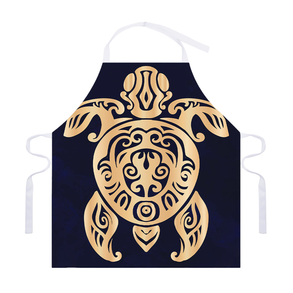 Golden Tribal Sea Turtle Print Adjustable Apron