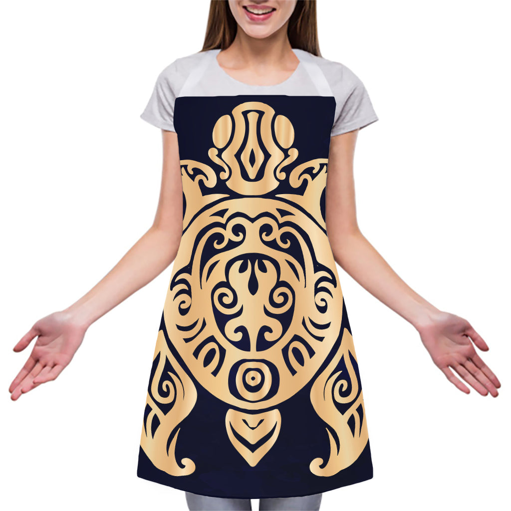 Golden Tribal Sea Turtle Print Adjustable Apron