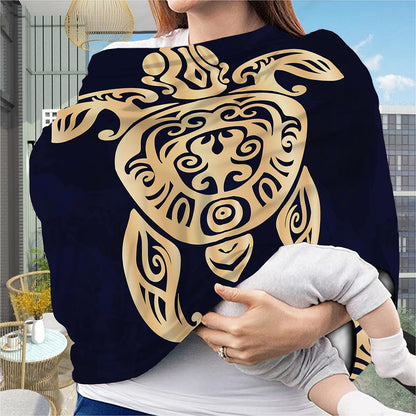 Golden Tribal Sea Turtle Print Baby Seat Cover