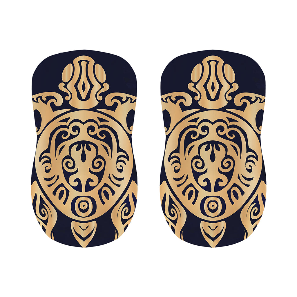 Golden Tribal Sea Turtle Print Bar Stool Covers