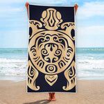 Golden Tribal Sea Turtle Print Beach Towel