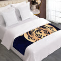 Golden Tribal Sea Turtle Print Bed Runner