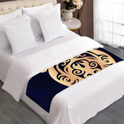Golden Tribal Sea Turtle Print Bed Runner