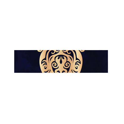 Golden Tribal Sea Turtle Print Bed Runner