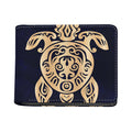 Golden Tribal Sea Turtle Print Bifold Wallet