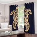 Golden Tribal Sea Turtle Print Dimout Grommet Curtains