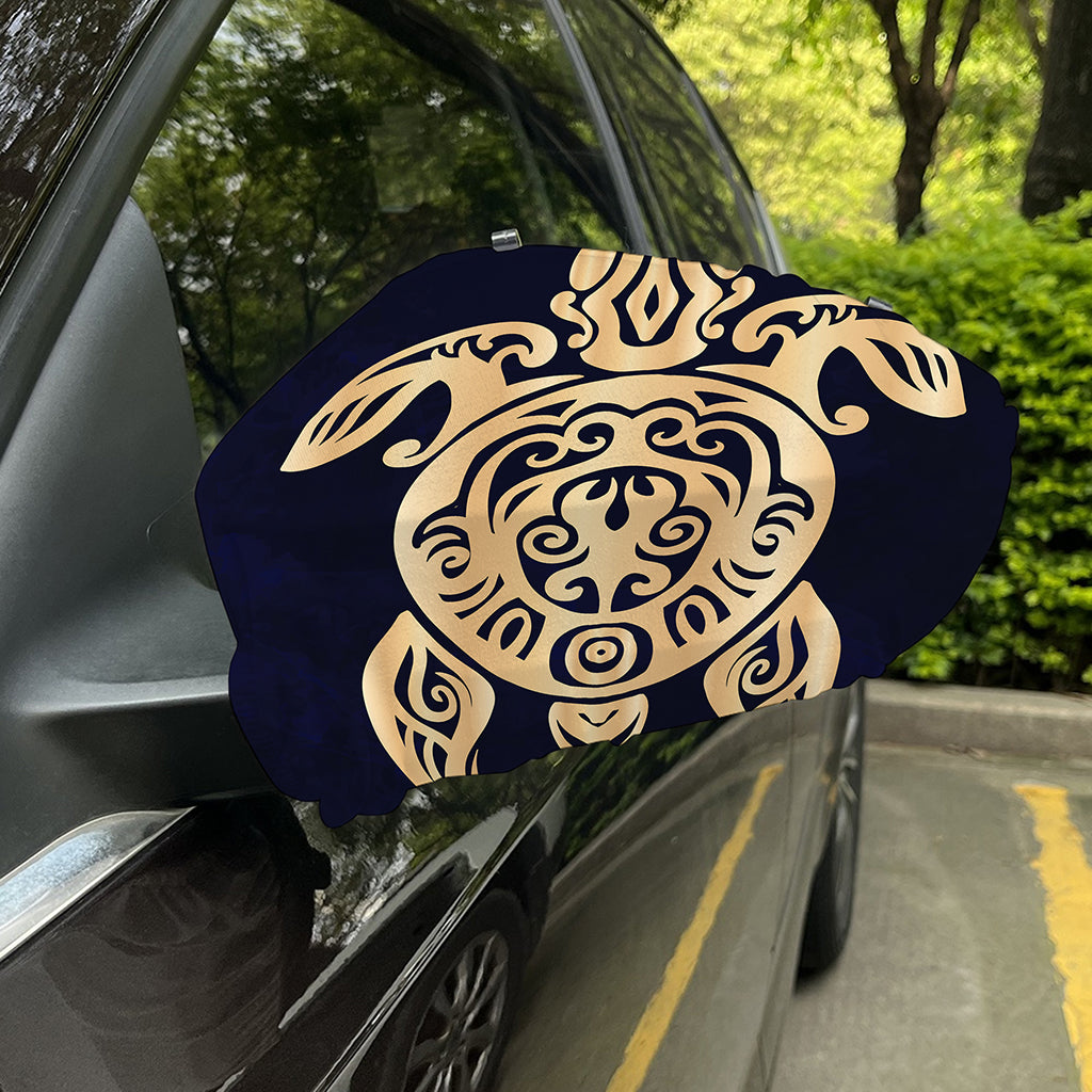 Golden Tribal Sea Turtle Print Car Side Mirror Covers