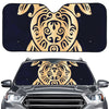 Golden Tribal Sea Turtle Print Car Windshield Sun Shade