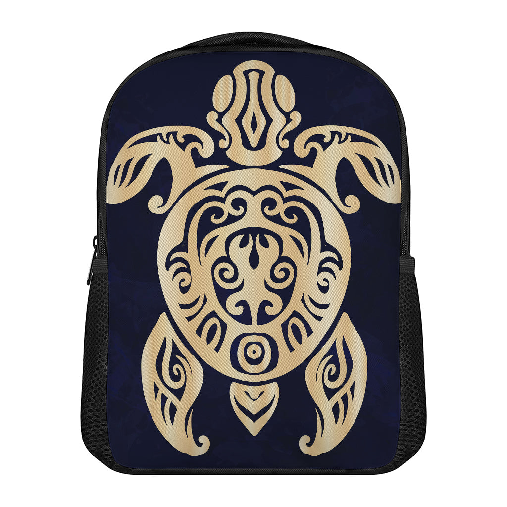 Golden Tribal Sea Turtle Print Casual Backpack