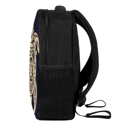 Golden Tribal Sea Turtle Print Casual Backpack