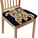 Golden Tribal Sea Turtle Print Chair Cushion Cover
