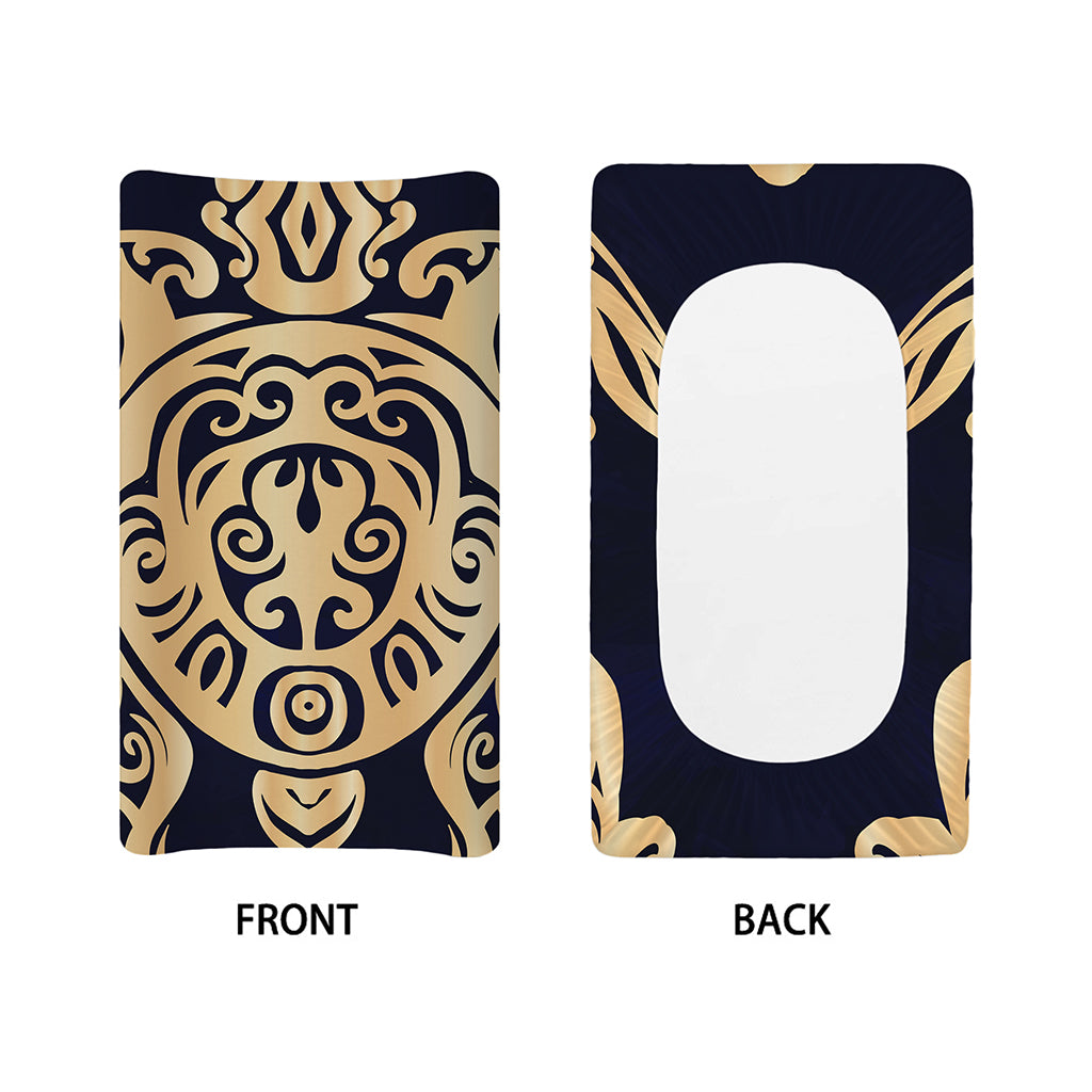 Golden Tribal Sea Turtle Print Changing Pad Cover