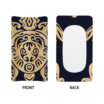 Golden Tribal Sea Turtle Print Changing Pad Cover