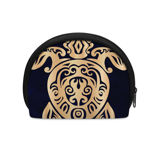 Golden Tribal Sea Turtle Print Coin Purse