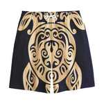 Golden Tribal Sea Turtle Print Cotton Shorts