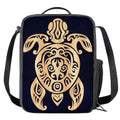 Golden Tribal Sea Turtle Print Crossbody Lunch Bag