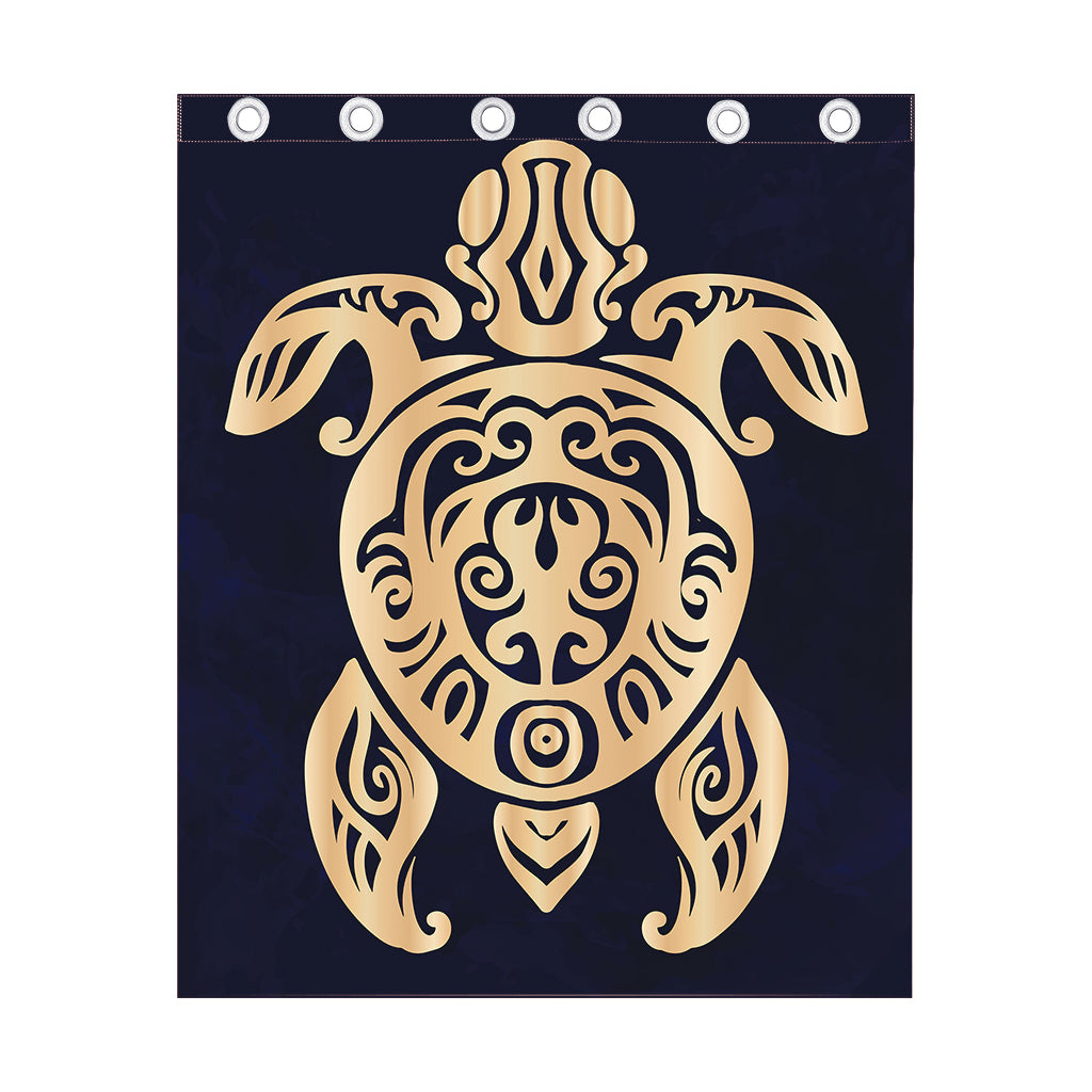 Golden Tribal Sea Turtle Print Curtain