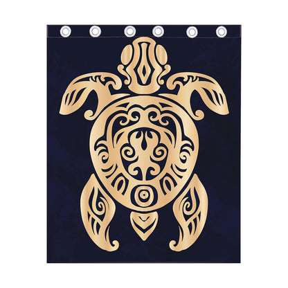 Golden Tribal Sea Turtle Print Curtain