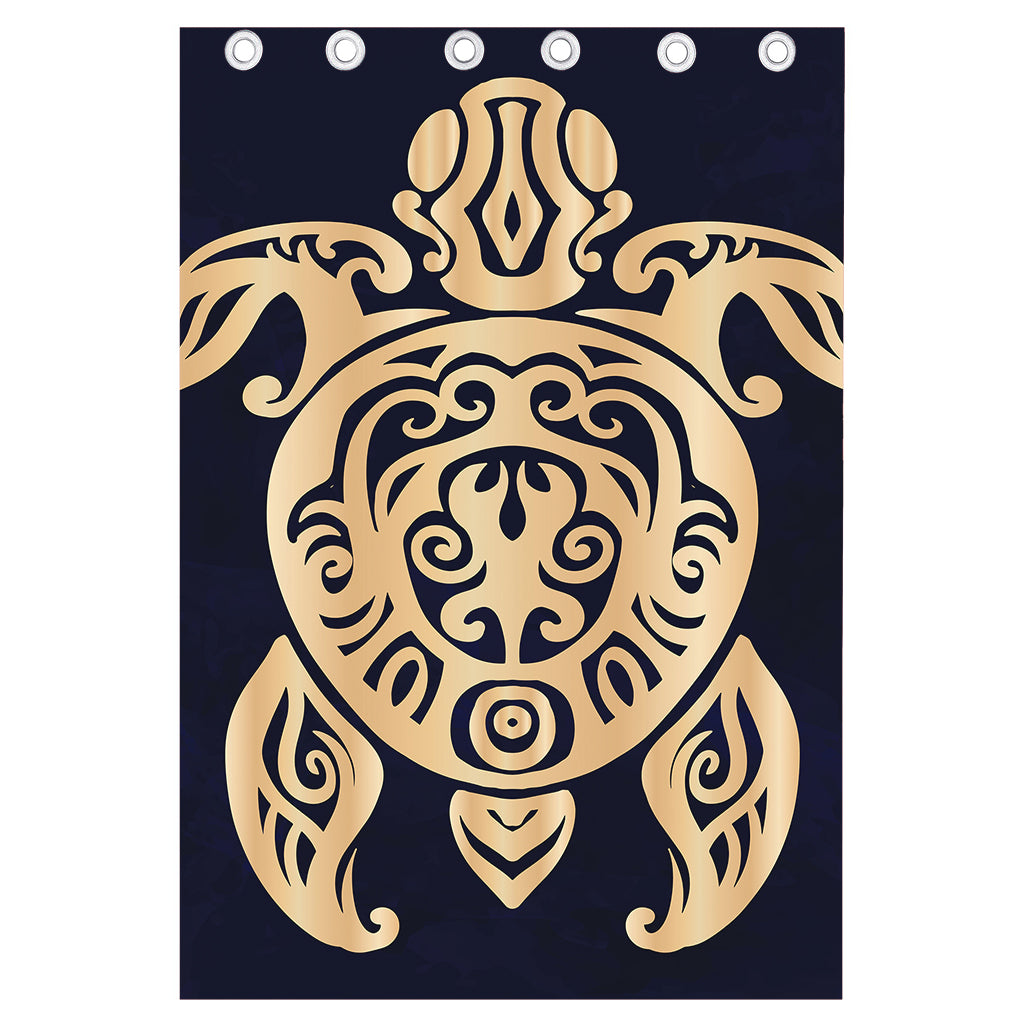 Golden Tribal Sea Turtle Print Curtain