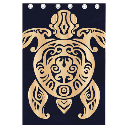 Golden Tribal Sea Turtle Print Curtain