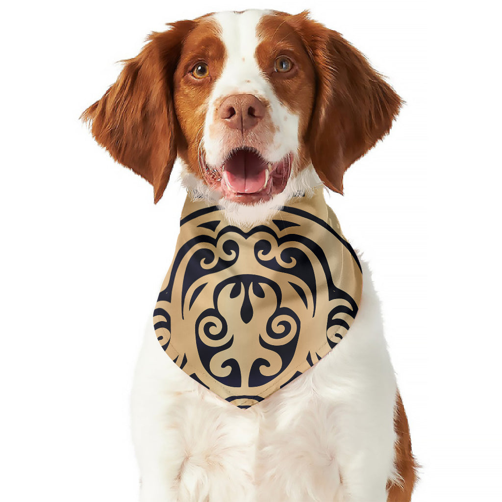 Golden Tribal Sea Turtle Print Dog Bandana