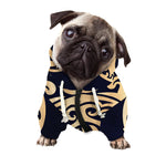 Golden Tribal Sea Turtle Print Dog Zip Up Hoodie