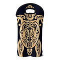 Golden Tribal Sea Turtle Print Double Neoprene Wine Tote