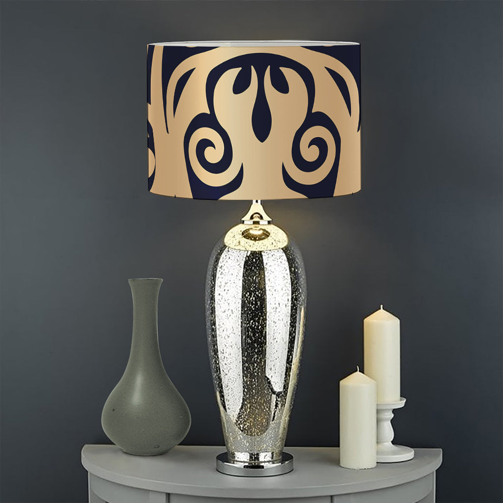 Golden Tribal Sea Turtle Print Drum Lamp Shade